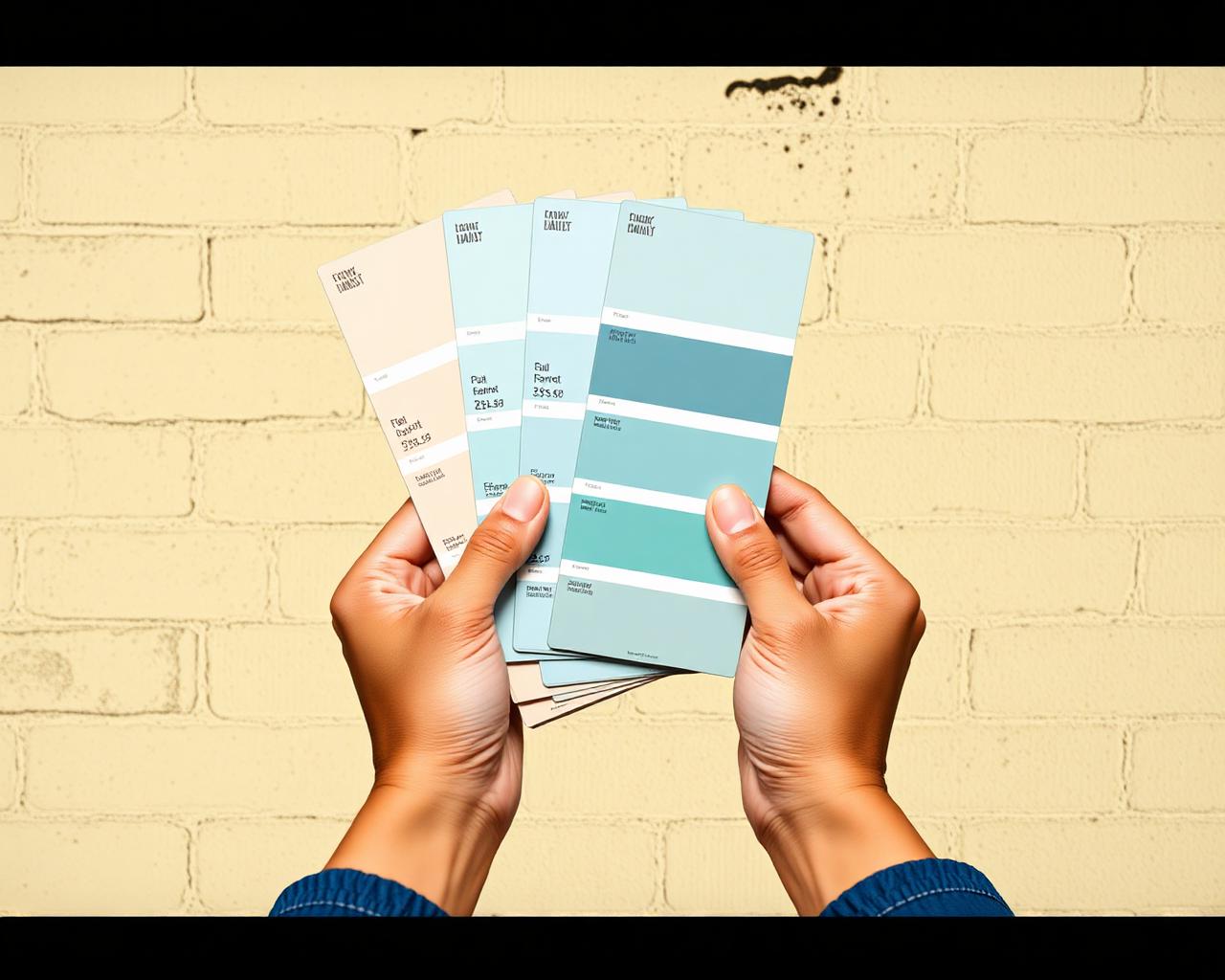 Hands holding paint swatches